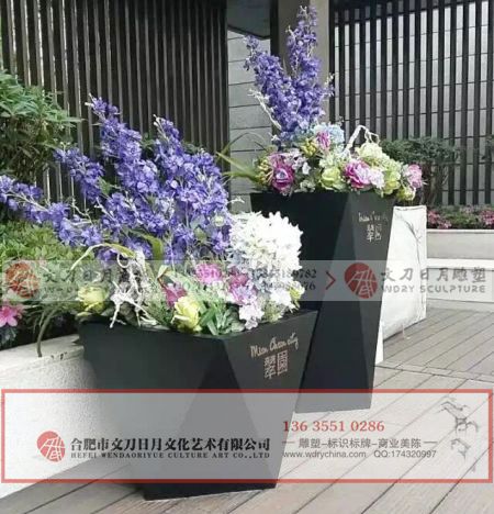 現(xiàn)代創(chuàng)意不銹鋼花箱酒店商場美陳擺設裝飾