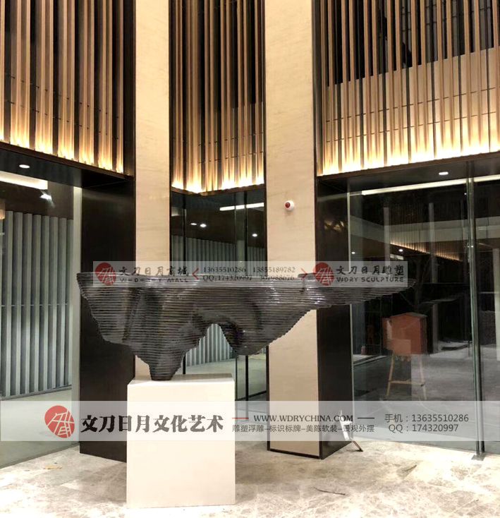 水山石落地雕塑擺件酒店客廳藝術(shù)品玻璃鋼家居裝飾品工藝品