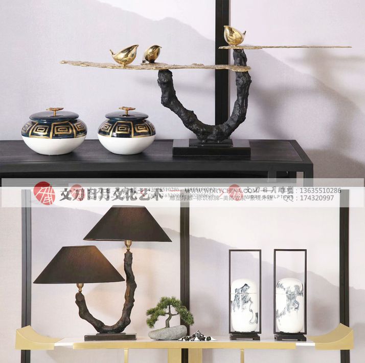 創(chuàng)意新中式軟裝樹(shù)脂工藝品飾品擺設(shè)客廳玄關(guān)電視柜陶瓷擺件