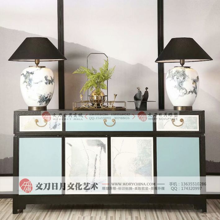 新中式擺件家居飾品客廳玄關(guān)創(chuàng)意電視柜裝飾品擺件軟裝飾品樣板房